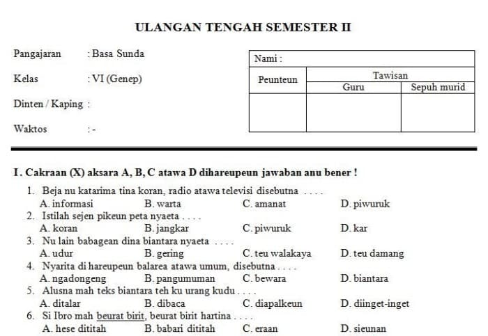 Kisi-kisi Soal PTS Kelas 5 SD Semester 2: Panduan Persiapan Sukses