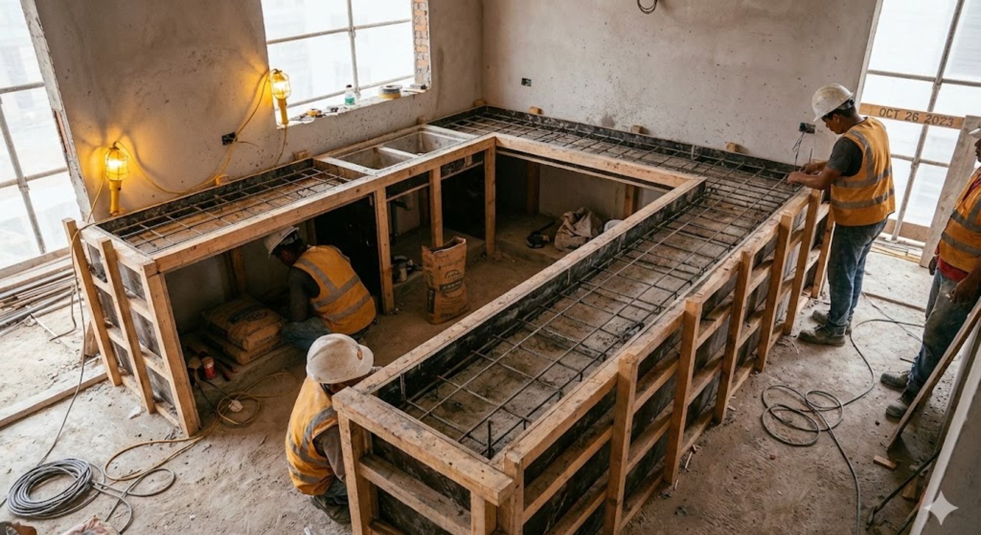 Proses Konstruksi Meja Dapur Cor