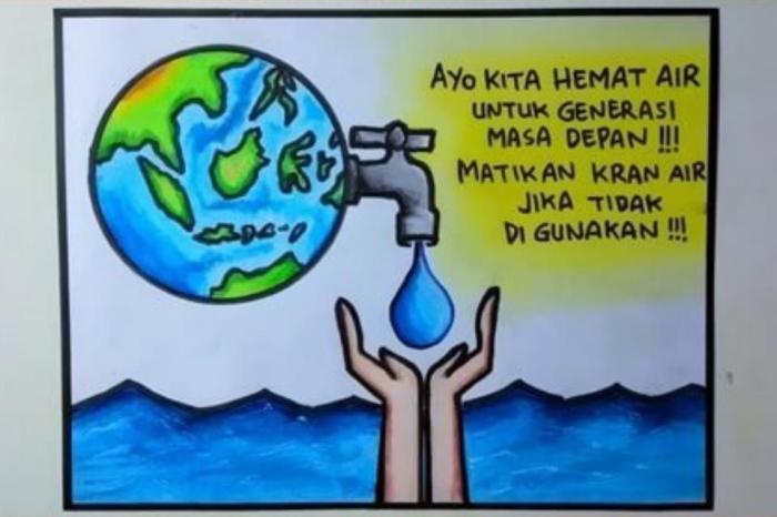 Poster lingkungan yang mudah digambar untuk anak SD