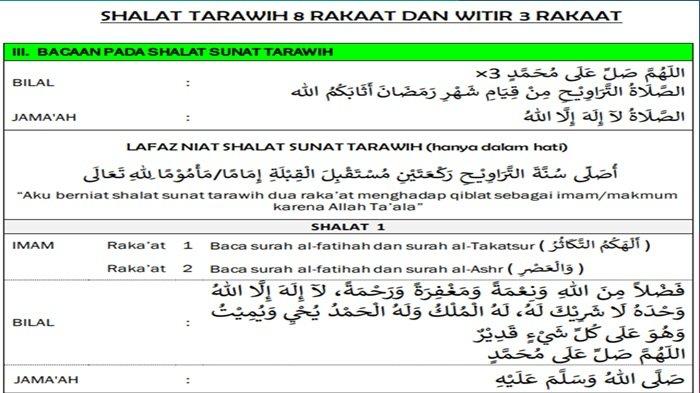 Urutan Surat Pendek Sholat Tarawih 8 Rakaat beserta Bacaannya