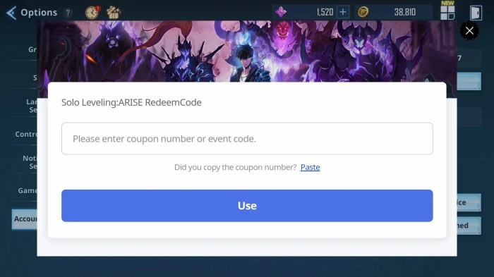 5 Cara Redeem Code Solo Leveling Arise Mudah! 3 5 Cara Redeem Code Solo Leveling Arise di Android, iOS, dan PC